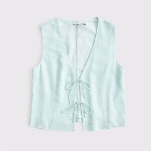 Abercrombie & Fitch Tie front linen blend vest size large